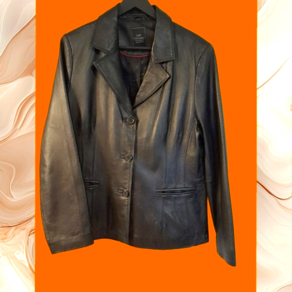 VINTAGE Lady Hathaway Design Studio Leather Jacket XL 1995